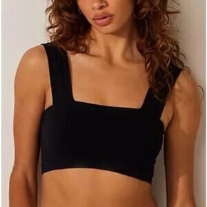 Free People Intimately Black Wide Straps Square Neck Strate Lines Bralette Small
